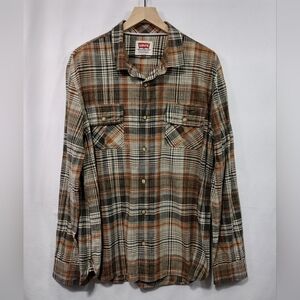 Levi's Plaid Western Shirt Men's XL Brown Cowboy Rodeo Retro 90s Y2K Casual